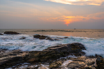 Waves on the stones near Galle town in Sri Lanka