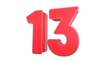 Creative clean Red glossy 3d number 13