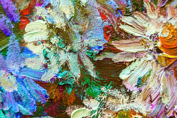 Colorful abstract oil painting art background. Texture of canvas and oil.