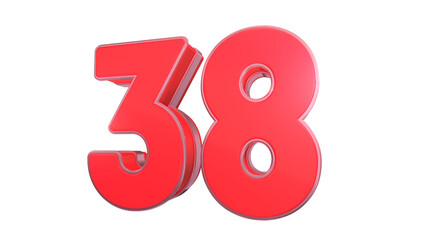 Creative clean Red glossy 3d number 38