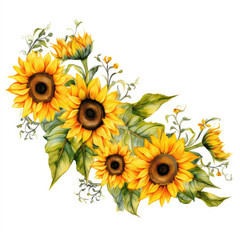 Watercolor image of Sunflower border