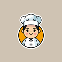 cute chef kids logo mascot simple vector illustration