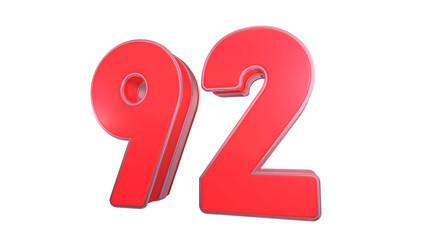 Creative clean Red glossy 3d number 92