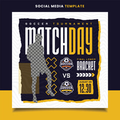 Match Day Soccer Sports Tournament Flyer Banner Template with Logo for Social Media