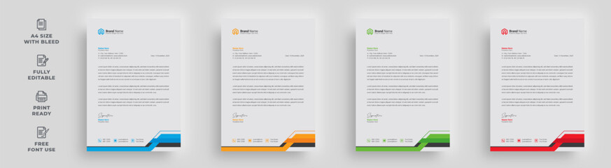 letterhead creative corporate abstract official professional simple unique trendy newest editable custom flyer magazine brochure brand identity design vector template with a  logo
