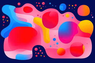 Naklejka premium Retro risograph colored shapes on a blue background. Generative AI.