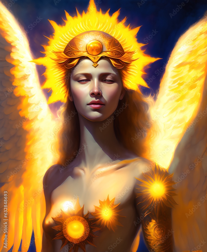 Poster angel of sun, generative ai illustration