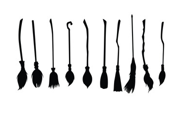 witch's brooms silhouette - 632849459