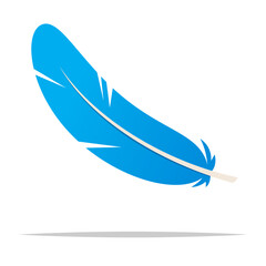 Blue feather vector isolated illustration