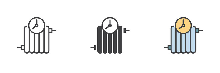 Heating system timer different style icon set