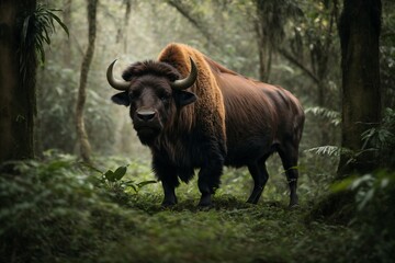 Wild Buffalo In The Deep Nature Forest
