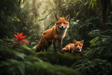 Fox In The Deep Nature Forest