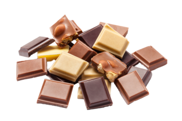 Various Chocolate Pieces Isolated