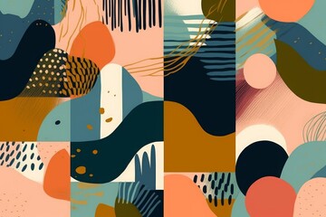 Modern abstract artistic pattern. Creative collage contemporary seamless pattern. Fashionable template for design, Generative AI