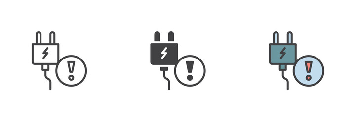 Obraz premium ectric plug caution different style icon set