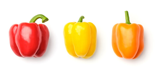 Collection of peppers isolated on white background