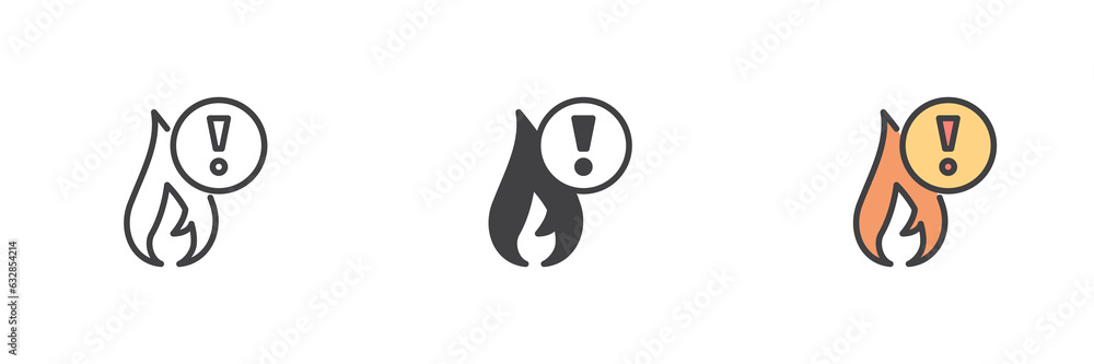 Poster fire alert notification different style icon set