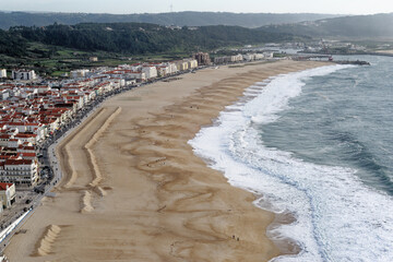 Town of Nazare, Portugal - view below the cliffs