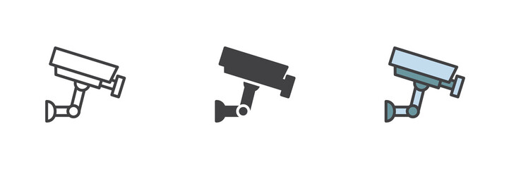 Surveillance camera different style icon set