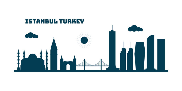 Istanbul Turkey cityscape skyline sketch illustration vector. Famous popular city in the world.