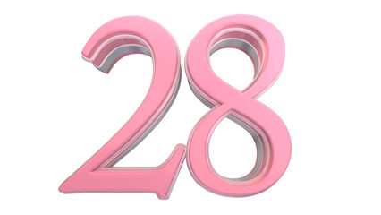 Fototapeta premium Creativepink 3d number 28