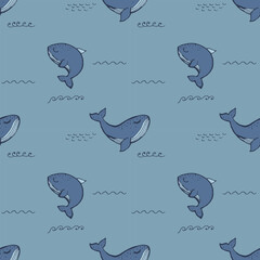 seamless vector pattern with whales