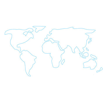 blue outline cartoon world map icon element design 