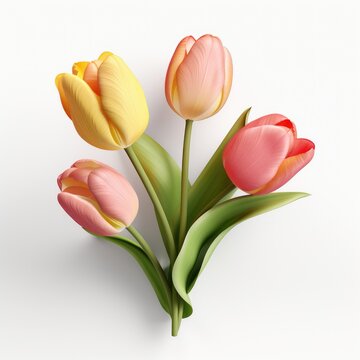 Tulip in white background, AI generated Image