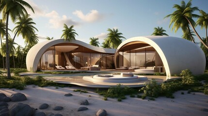Obraz na płótnie Canvas Luxury Modern Villa on Tropical Sand