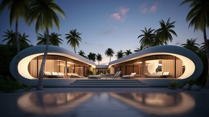 Fototapeta premium Luxury Modern Villa on Tropical Sand