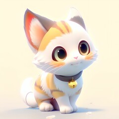 Cute chibi cat on isolated background, generative by AI tool