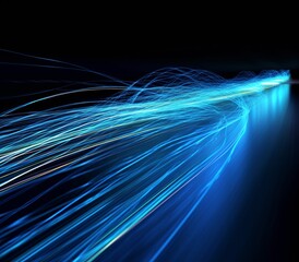 Neon energy blue colour fiber line Created with generative Ai