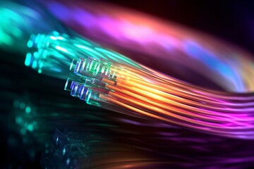 Neon colour fibre line Created with generative Ai
