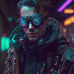 Fototapeta premium サイバーパンク系、マン。