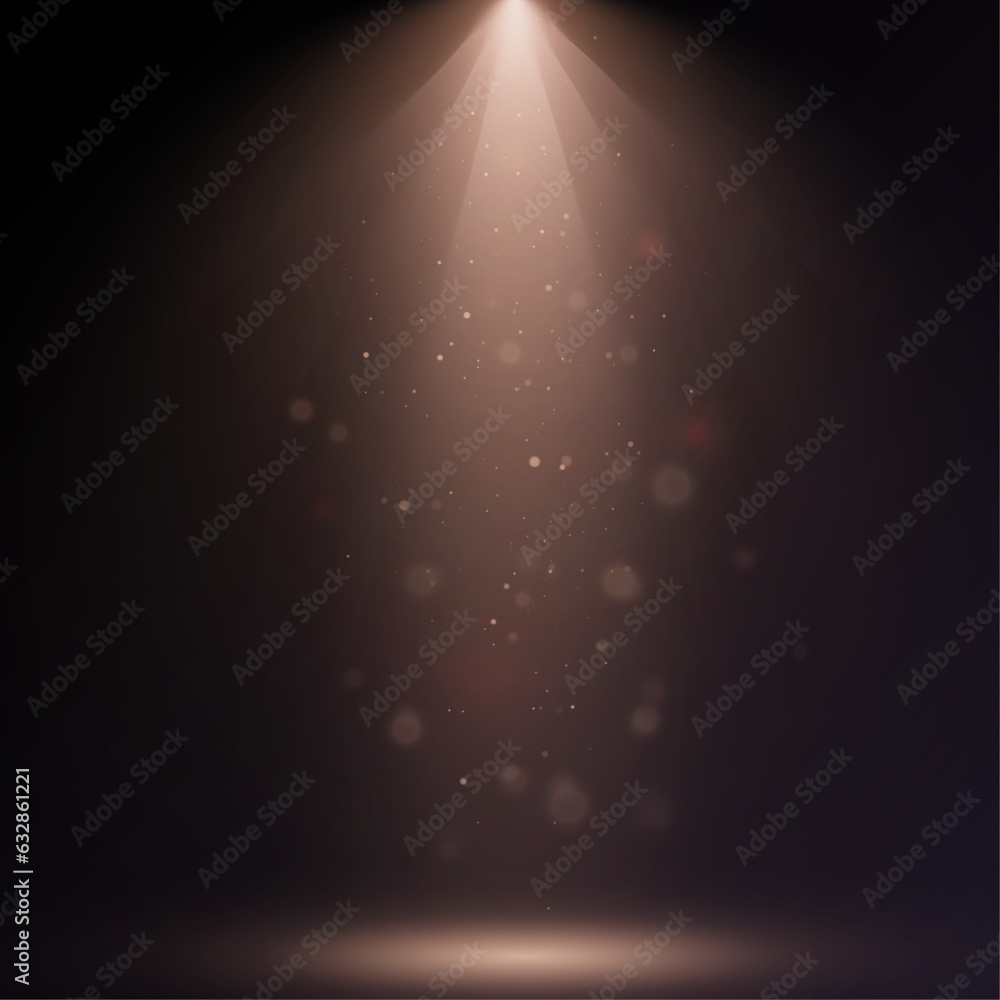 Poster searchlights. light effect stage for presentation illuminated by spotlights. vector illustration.