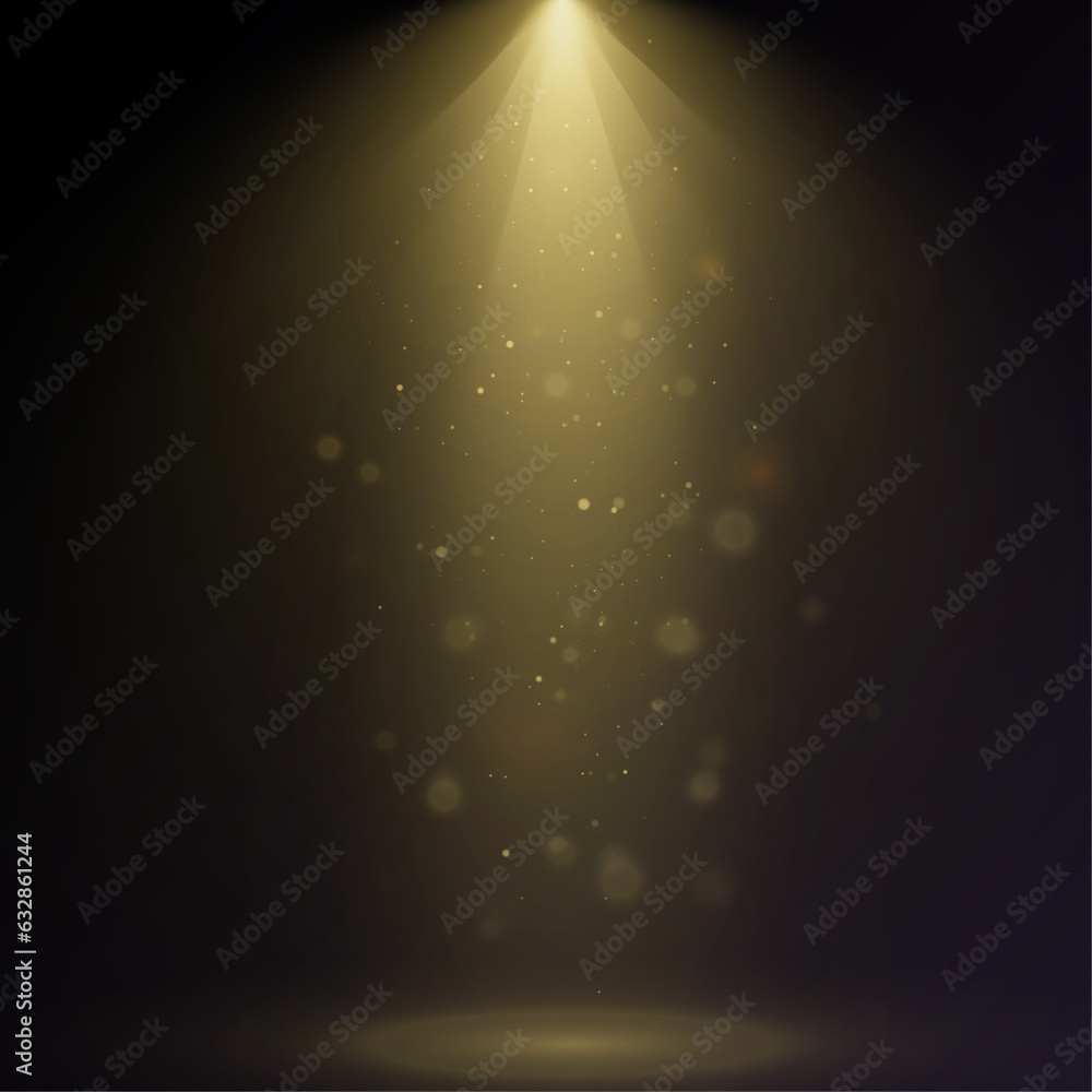 Poster searchlights. light effect stage for presentation illuminated by spotlights. vector illustration.