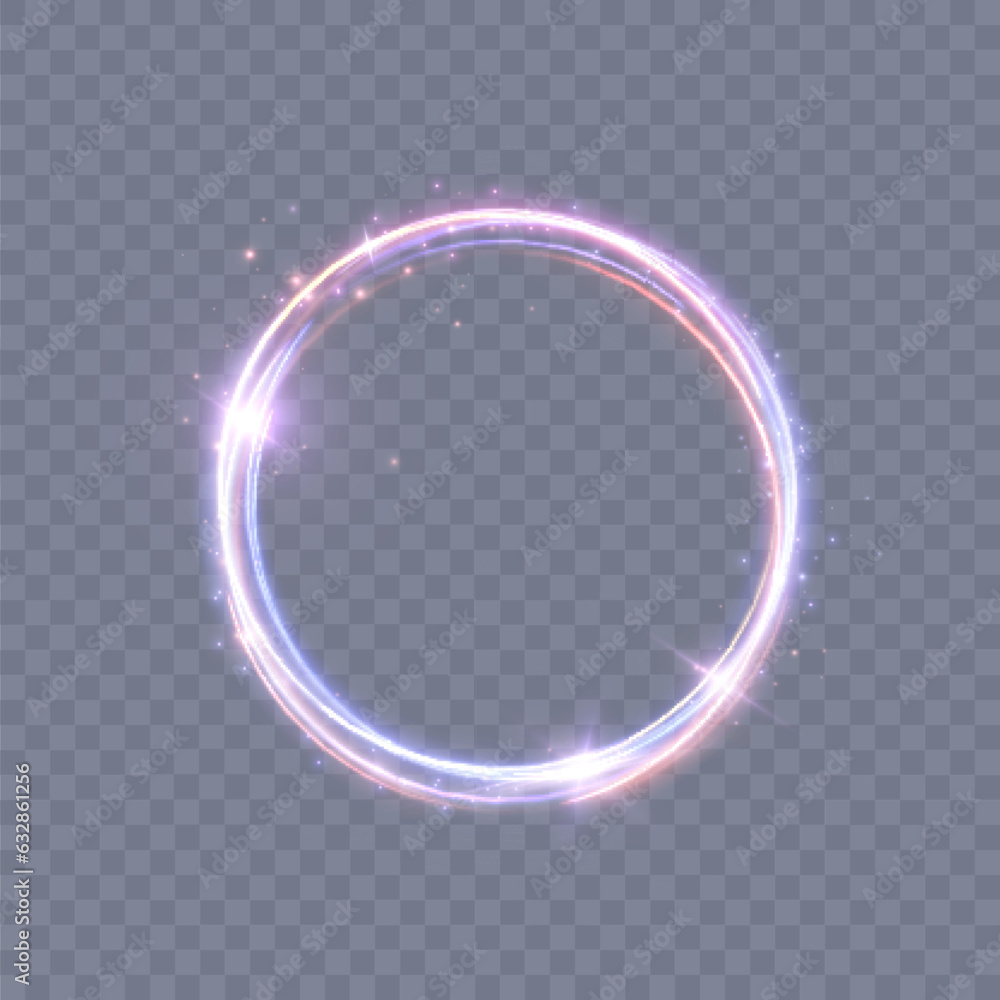 Poster abstract neon blue-violet ring. a bright plume of luminous rays swirling in a fast spiraling motion.