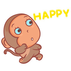 Little monkey say happy cartoon gesture