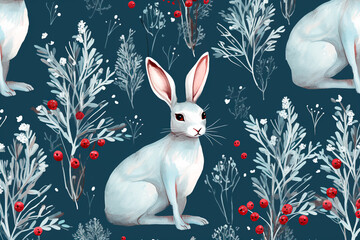 New Year, Christmas pattern Christmas bunnies. Background, wallpaper