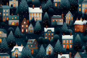 New Year, Christmas pattern Christmas houses. Background, wallpaper