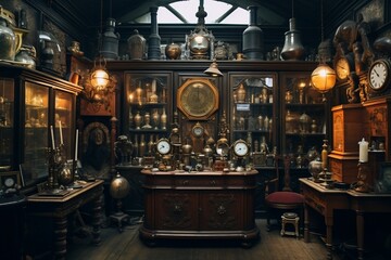 Fototapeta na wymiar Vintage Treasures Interior of an Antique Store with Old Vintage Classics. Generative Ai