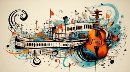 Music doodle background, AI generated Image