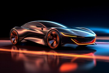Electric sport car design concept for clean energy vehicle Created with Generative AI technology.