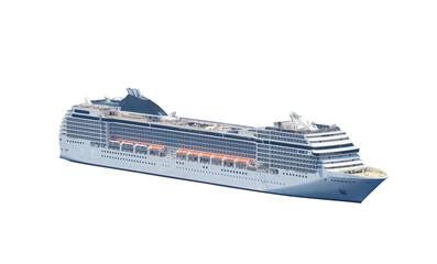 Isolated big luxury cruise ship shot from top - obrazy, fototapety, plakaty