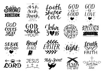 Set of 12 Hand lettering christian quotes . Biblical background. Poster. Modern Calligraphy Card Scripture print	