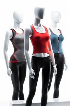 Colorful exercise clothing set on sport clothes mannequin Created with Generative AI technology.