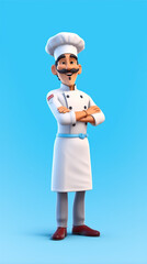 A 3d character of happy chef Created with Generative Ai technology	