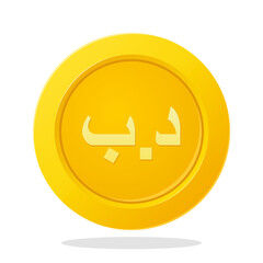 Gold coin with Bahraini dinar sign. Financial items. Currency element vector illustration. - obrazy, fototapety, plakaty