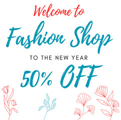 Fashion shop discount sale banner layout design, vector illustration