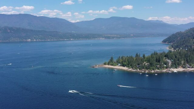 Blind Bay Adventure: Aerial View of Speed Boats on Shuswap Lake